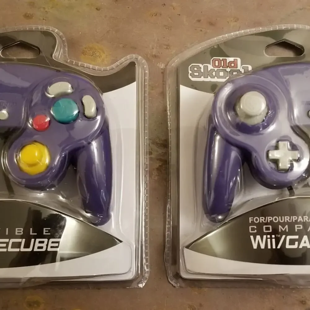 2 Gamecube Controllers - Purple / Indigo (NEW) - Nintendo - Old Skool